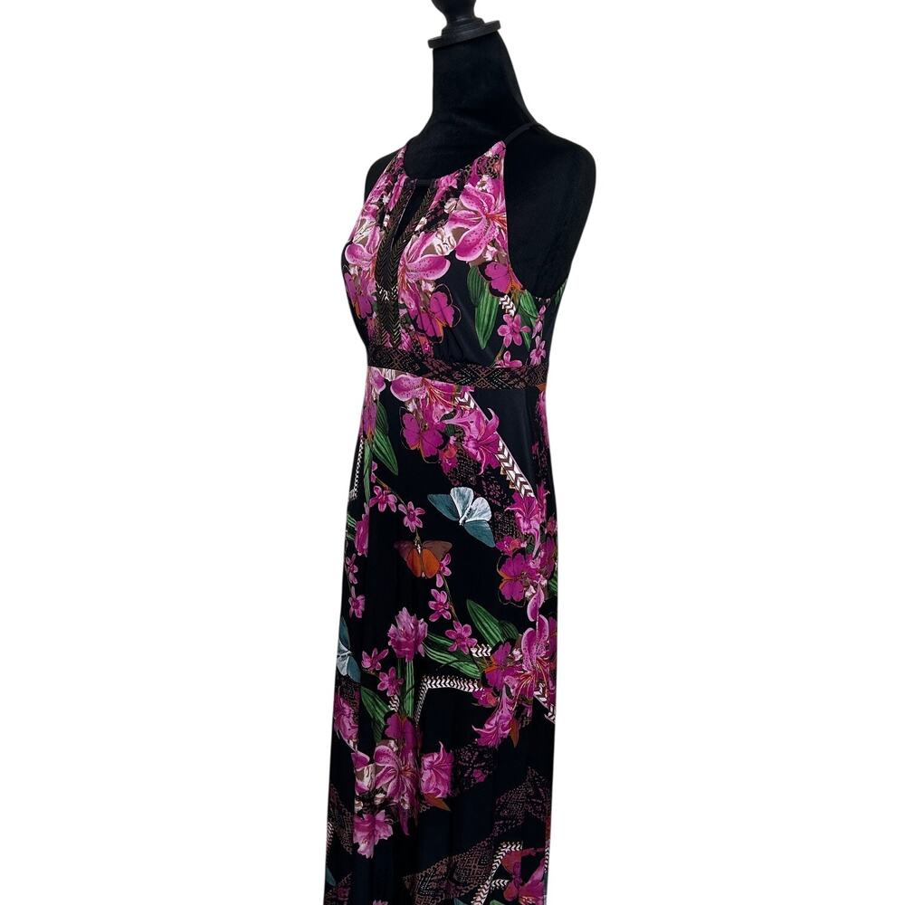 INC International Concepts Maxi Dress Halter Beaded Neck Boho Floral PM Resort - Picture 4 of 9